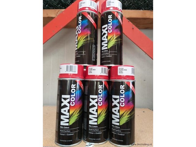 Maxicolor - ral 3000 vuurrood spuitlak - 400 ml - 12 x - afbeelding 1 van  3