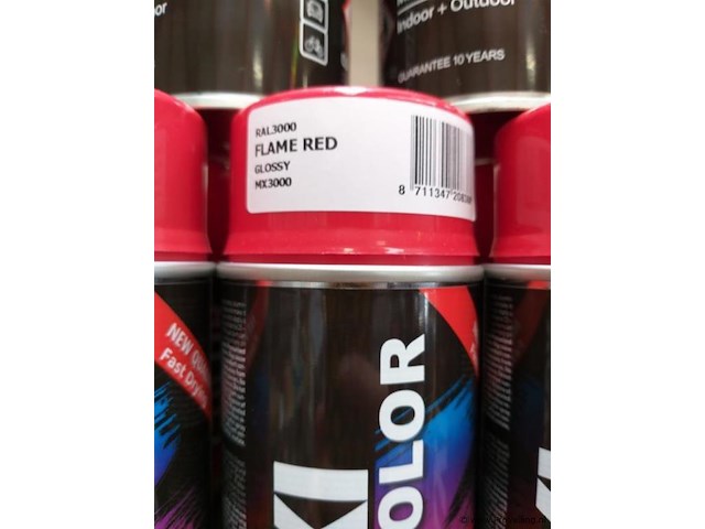 Maxicolor - ral 3000 vuurrood spuitlak - 400 ml - 12 x - afbeelding 2 van  3