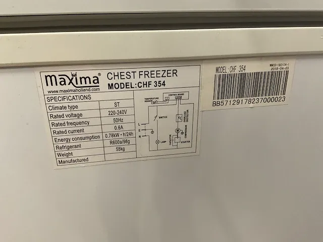 Maxima chf 354 vrieskist op verrijdbaar onderstel - afbeelding 5 van  6