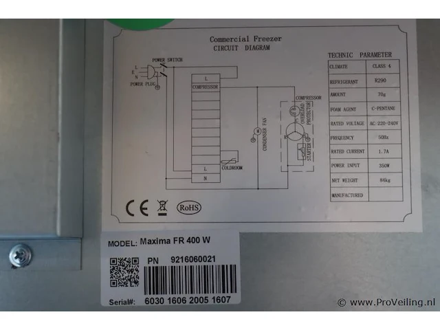 Maxima holland vrieskast - model maxima fr 400 w - afbeelding 11 van  11