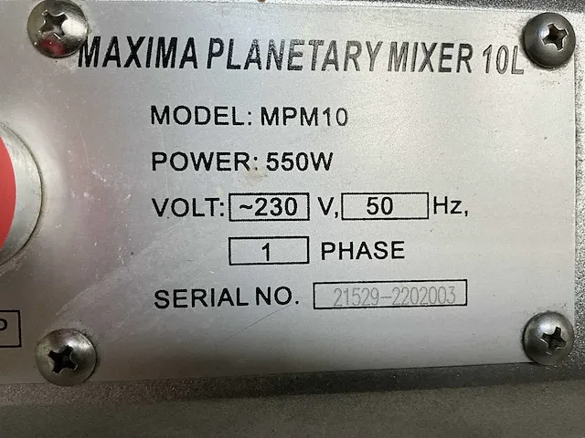 Maxima mpm10 planetary mixer - afbeelding 6 van  6