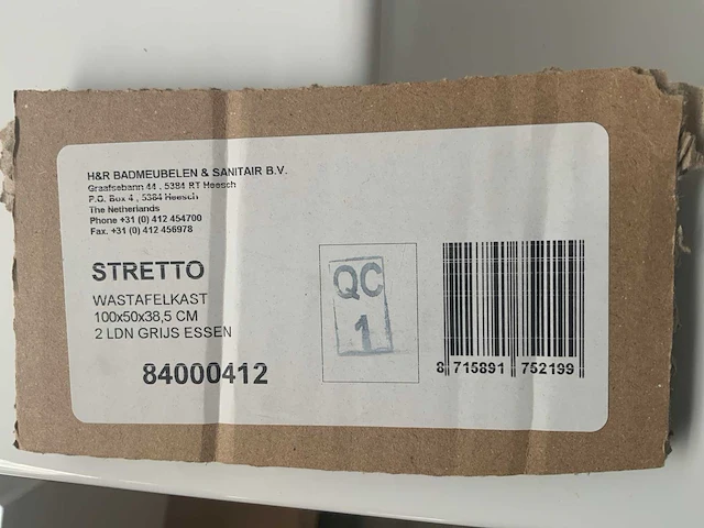 Mb stretto badmeubel grijs essen 100cm - afbeelding 1 van  7
