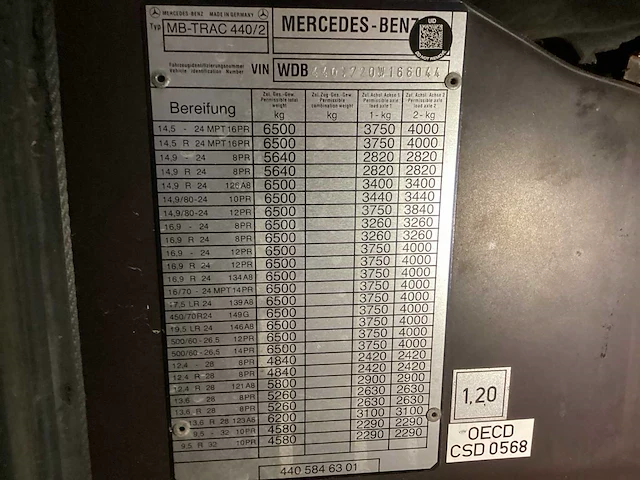 Mb trac 800/ 440/2 vierwielaangedreven landbouwtractor - afbeelding 27 van  28
