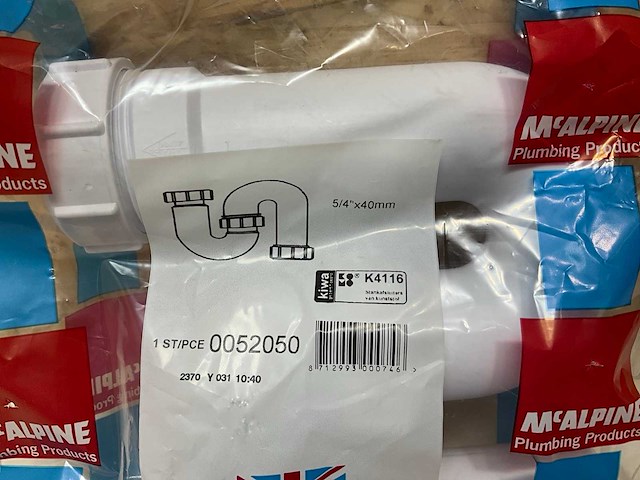 Mcalpine s-sifon pp wit 1.1/4"x40mm (19x) - afbeelding 4 van  4