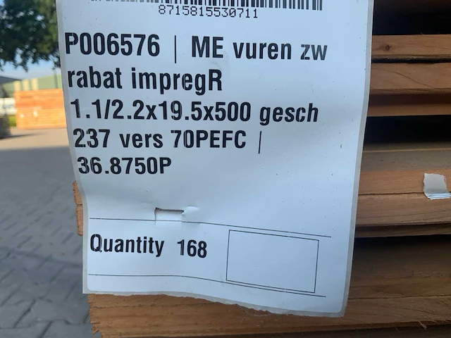 Me vuren zweeds rabat 5000x195x11/22mm (168x) - afbeelding 2 van  10