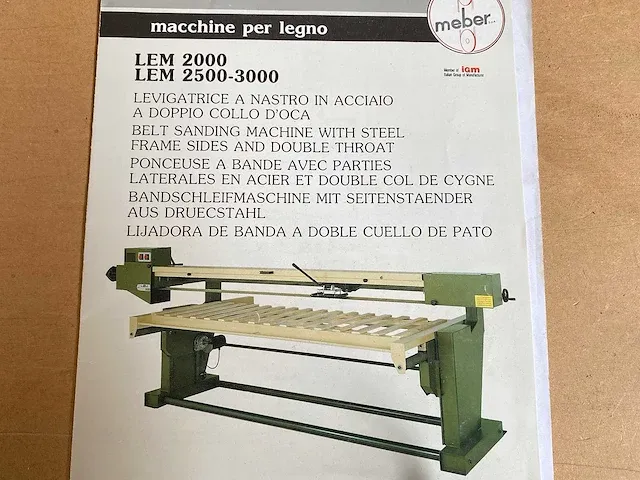 Meber - lem 3000 - lange bandschuurmachine - 1992 - afbeelding 3 van  14