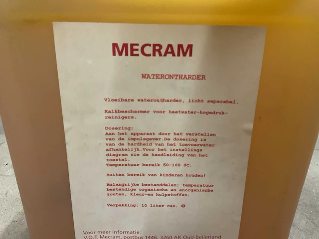 Mecram - jerrycan á 10l vloeibare waterontharder (2x) - afbeelding 2 van  2