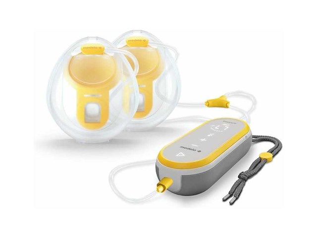 Medela freestyle hands-free borstkolf – dubbele elektrische handsfree borstkolf – draagbaar - transparant/geel - afbeelding 1 van  1