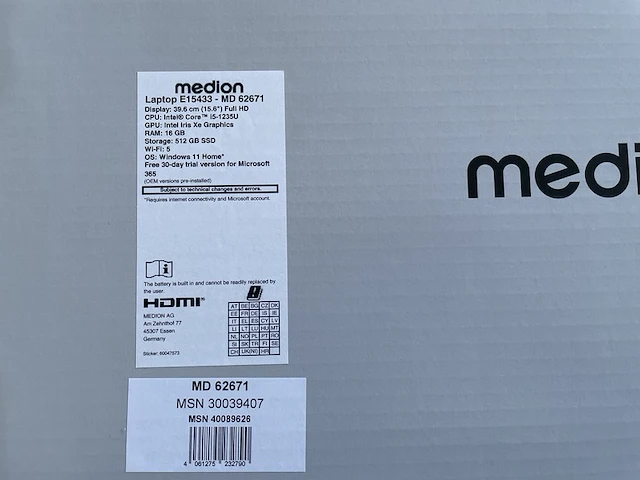 Medion laptop 15.6" 16gb 512gb ssd - afbeelding 2 van  2