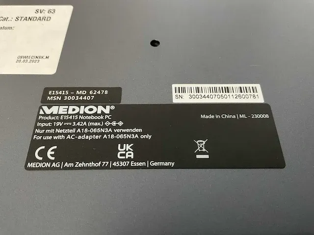 Medion notebook akoya e15415 md62478 (reparatieproduct) - afbeelding 6 van  6