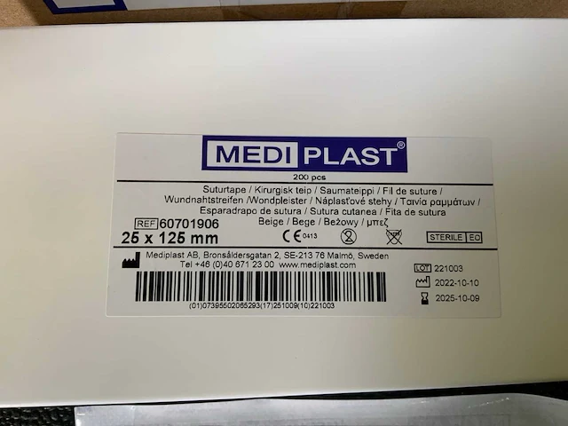 Mediplast suturtape 25x125 mm wound closure tape (35x) - afbeelding 2 van  5