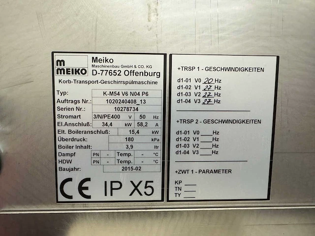 Meiko - m-iq k-m54 v6 p6 - korvenvaatwasmachine incl. rvs aan- afvoertransportbanen, 65 korven, kinetico waterontharders (2x) - afbeelding 20 van  28