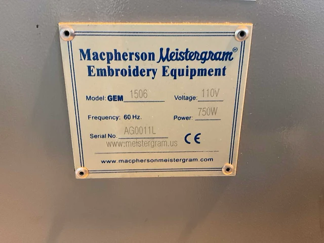 Meistergram gem 1506 borduurmachine - afbeelding 36 van  52