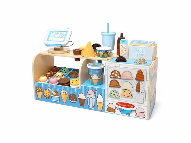 Melissa & doug houten ijssalon speelset met cool schepijs - afbeelding 1 van  4