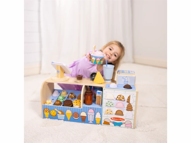Melissa & doug houten ijssalon speelset met cool schepijs - afbeelding 2 van  4