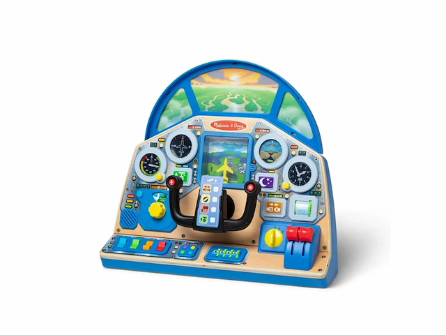 Melissa & doug interactief dashboard voor vliegtuigpiloten,houten speelgoed vanaf 3 jaar - afbeelding 1 van  4
