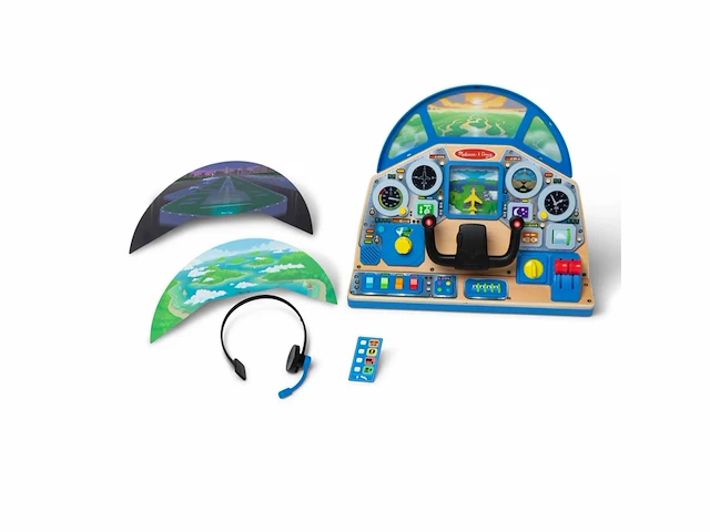 Melissa & doug interactief dashboard voor vliegtuigpiloten,houten speelgoed vanaf 3 jaar - afbeelding 3 van  4