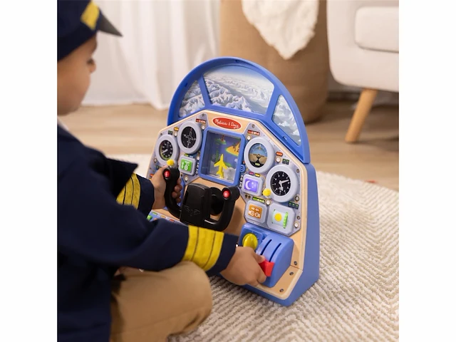 Melissa & doug interactief dashboard voor vliegtuigpiloten,houten speelgoed vanaf 3 jaar - afbeelding 4 van  4