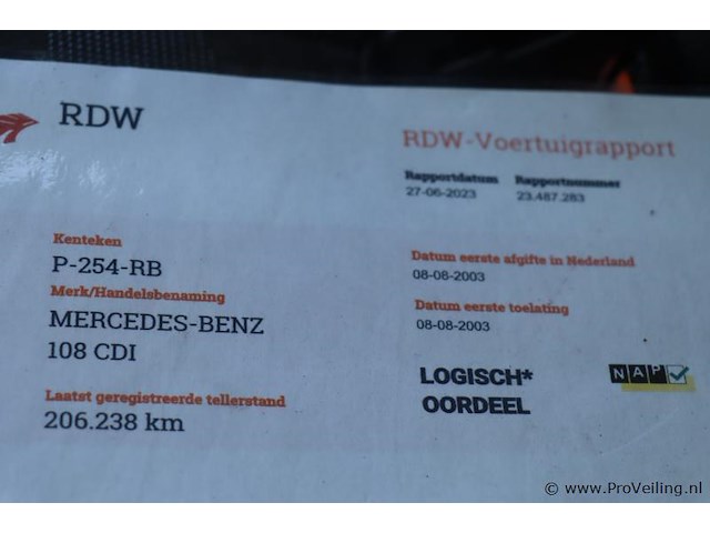 Mercedes-benz kampeerwagen type 108cdi | bwjr. 2003 | kenteken: p-254-rb - afbeelding 24 van  30