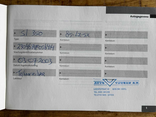 Mercedes benz sl-klasse 350 sl350 origineel nederlands nap 85-lz-sx - afbeelding 23 van  27