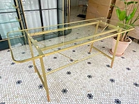 Messing eetkamertafel met glazen blad