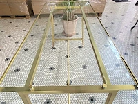 Messing eetkamertafel met glazen blad - afbeelding 2 van  4