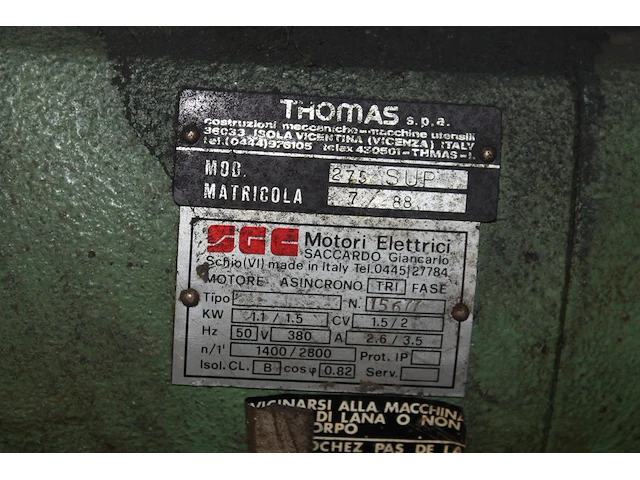 Metaal afkortzaag thomas, type 275 super, bouwjaar onbekend - afbeelding 3 van  3