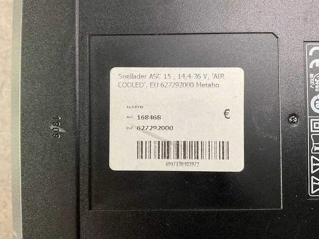 Metabo - asc 15 - air cooled - accu snellader - afbeelding 6 van  6