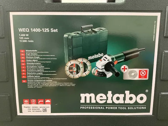 Metabo - weq 1400-125 set - haakse slijpmachine - afbeelding 3 van  6