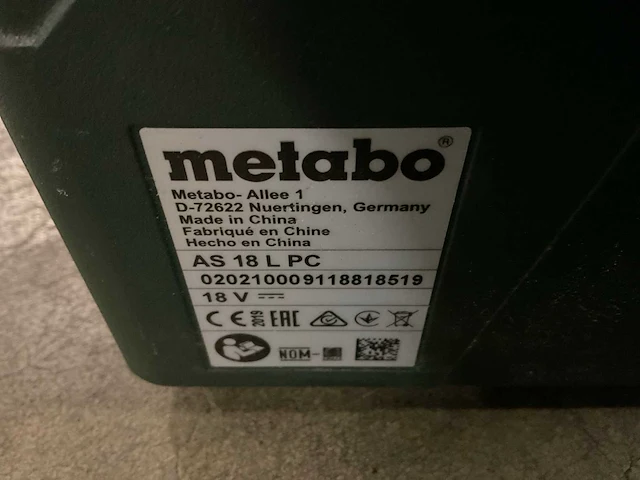 Metabo as 18 l pc accu stofzuiger - afbeelding 6 van  6