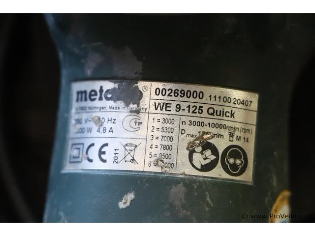 Metabo haakse slijper type we-9-125 quick & bosch knabbelschaar type gn 2,0 - afbeelding 3 van  6