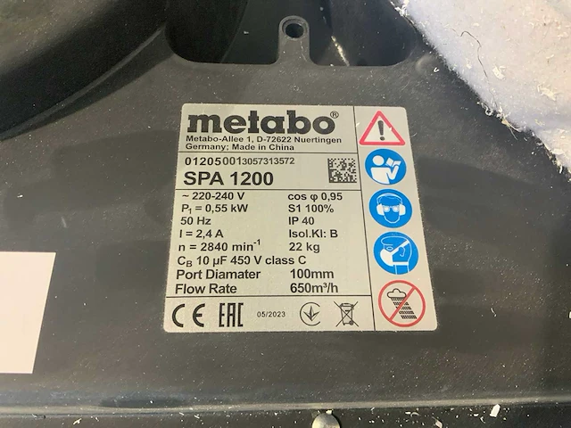 Metabo spa 1200 mobiele motafzuiging - afbeelding 9 van  9