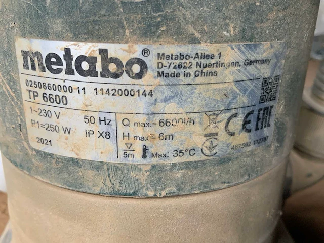 Metabo tp 6600 dompelpomp - afbeelding 2 van  2