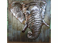 Metalen 3d art 'olifant' (handgemaakt, 80 x 80 cm)