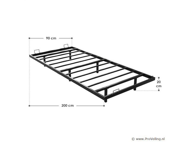 Metalen bed palamos - 90 x 200 cm - incl. led - zwart - afbeelding 6 van  6
