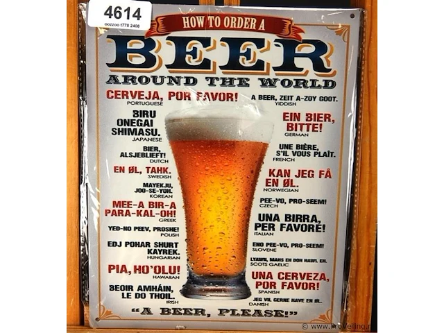 Metalen bord beer - afbeelding 1 van  1