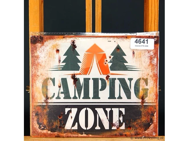 Metalen bord camping zone - afbeelding 1 van  1