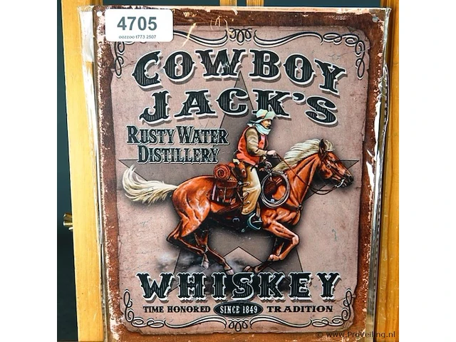 Metalen bord cowboy - afbeelding 1 van  1
