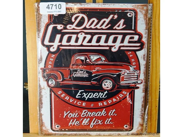 Metalen bord dad's garage - afbeelding 1 van  1