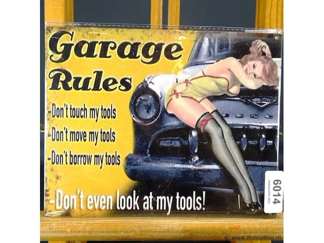 Metalen bord garage rules - afbeelding 1 van  1