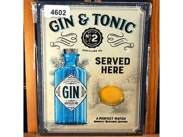Metalen bord gin & tonic - afbeelding 1 van  1
