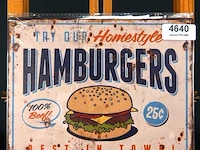 Metalen bord hamburgers - afbeelding 1 van  1
