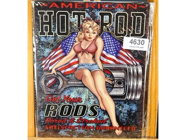 Metalen bord hot rod - afbeelding 1 van  1