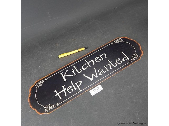 Metalen bord kitchen help wanted - afbeelding 3 van  5