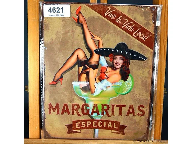 Metalen bord margaritas - afbeelding 1 van  1