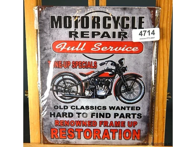 Metalen bord motorcycle repair - afbeelding 1 van  1