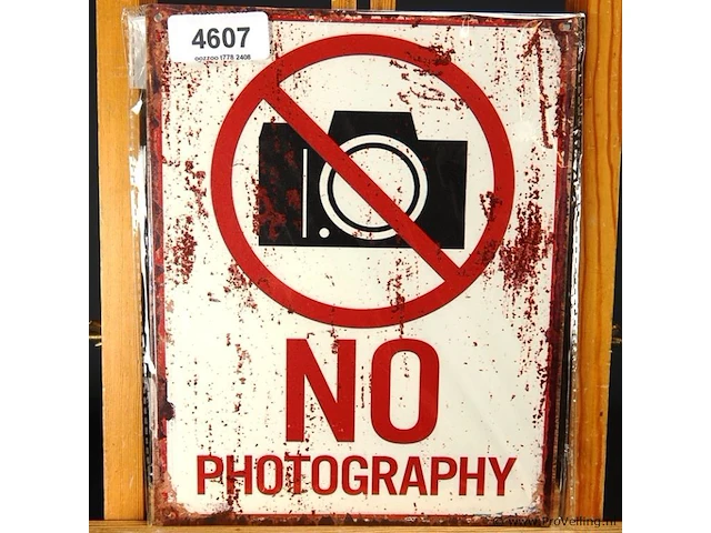 Metalen bord no photography - afbeelding 1 van  1