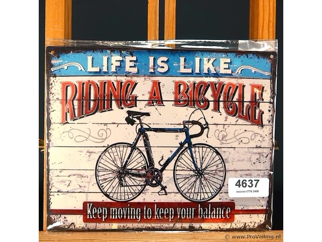 Metalen bord riding a bicycle - afbeelding 1 van  1
