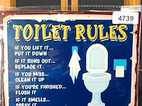 Metalen bord toilet rules - afbeelding 1 van  1