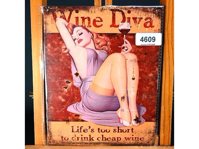 Metalen bord wine diva - afbeelding 1 van  1